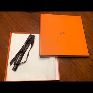 Hermès scarf box with ribbon